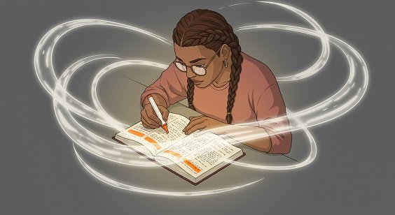 Uma pessoa lendo um livro enquanto olha pela janela, simbolizando a descoberta da espiritualidade através de romances como Nosso Lar.