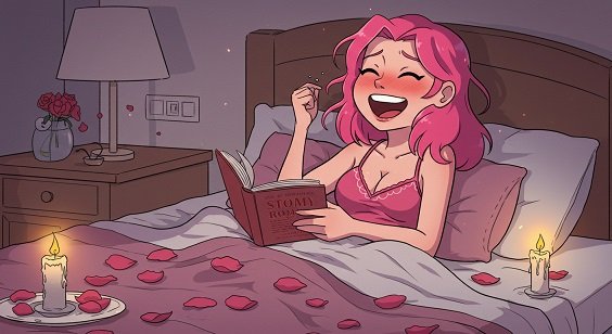 Capa de um livro de romance hot sobre uma cama, com uma xícara de café ao lado, simbolizando uma leitura quente.
