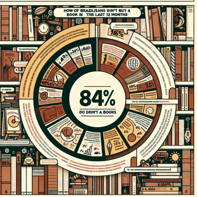 A pesquisa aponta que a maioria dos brasileiros não adquiriu livros no último ano, com uma porcentagem de 84% sem compras registradas. filename-11