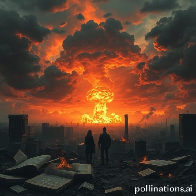 Um livro que explora as consequências e o cenário de um conflito nuclear em escala global filename-34